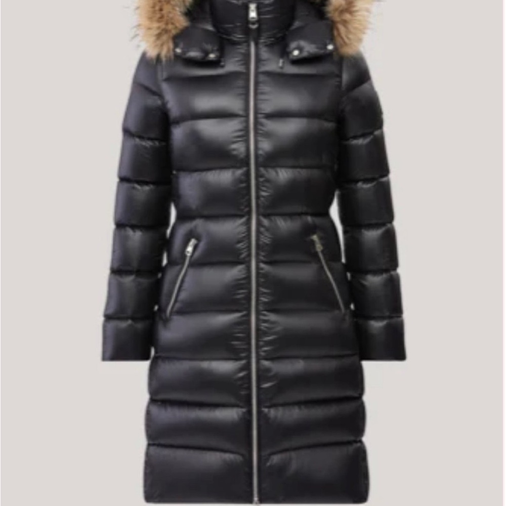 Mackage Black Puffer Coat with Tan Fur Hood